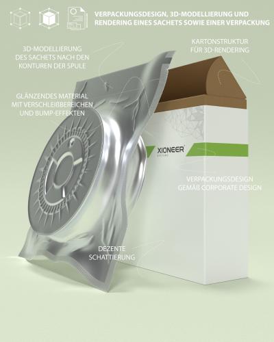 Verpackungsdesign und 3D-Rendering