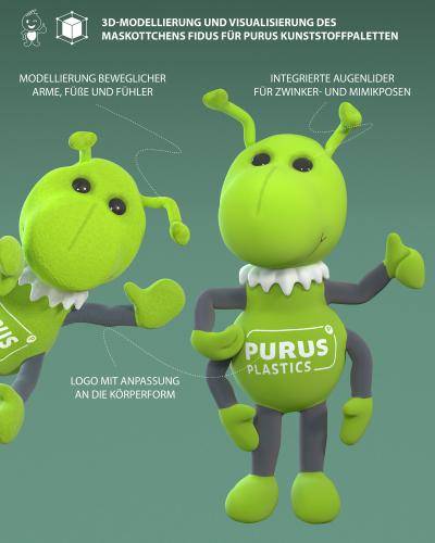3D-Modellierung und Visualisierung Maskottchen