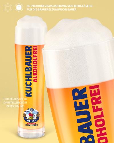 3D-Produktvisualisierung von Biergläsern