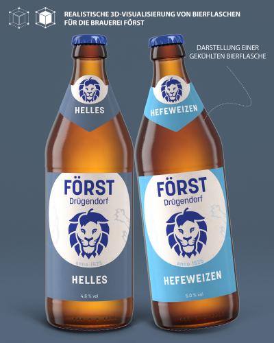 3D-Visualisierungen von Bierflaschen