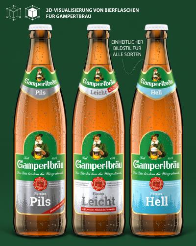 3D-Visualisierung von Bierflaschen