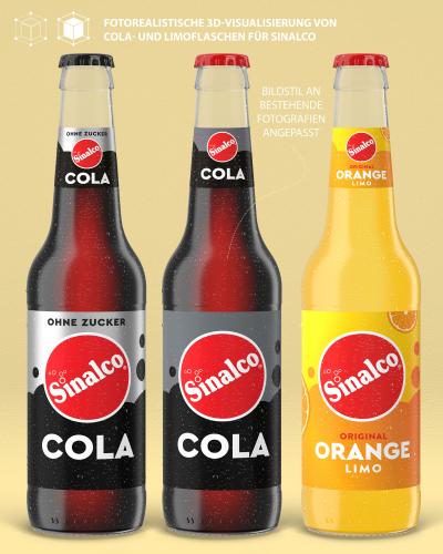 3D-Visualisierung von Cola- und Limoflaschen