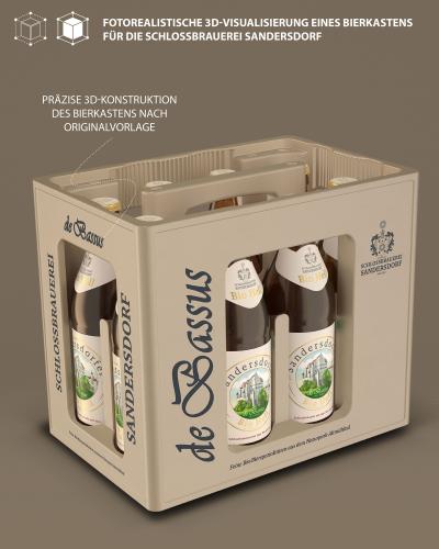 Fotorealistische 3D-Visualisierung eines Bierkastens