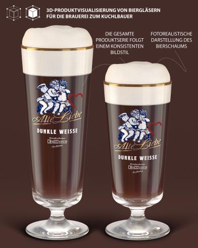 3D-Produktvisualisierung von Biergläsern