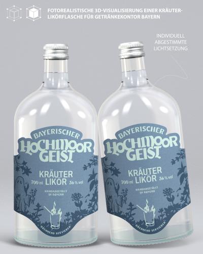 3D-Visualisierung Kräuterlikör-Flasche