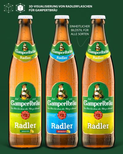 3D-Visualisierung von Radlerflaschen