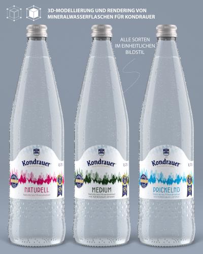 Rendering von Mineralwasserflaschen