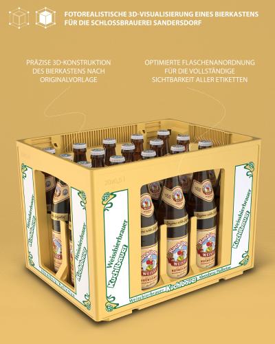 Fotorealistische 3D-Visualisierung eines Bierkastens